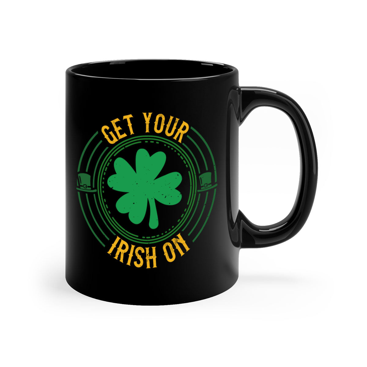Get Your Irish On Style 136# Mug featuring a glossy finish, colored handle, and interior, available in multiple colors.