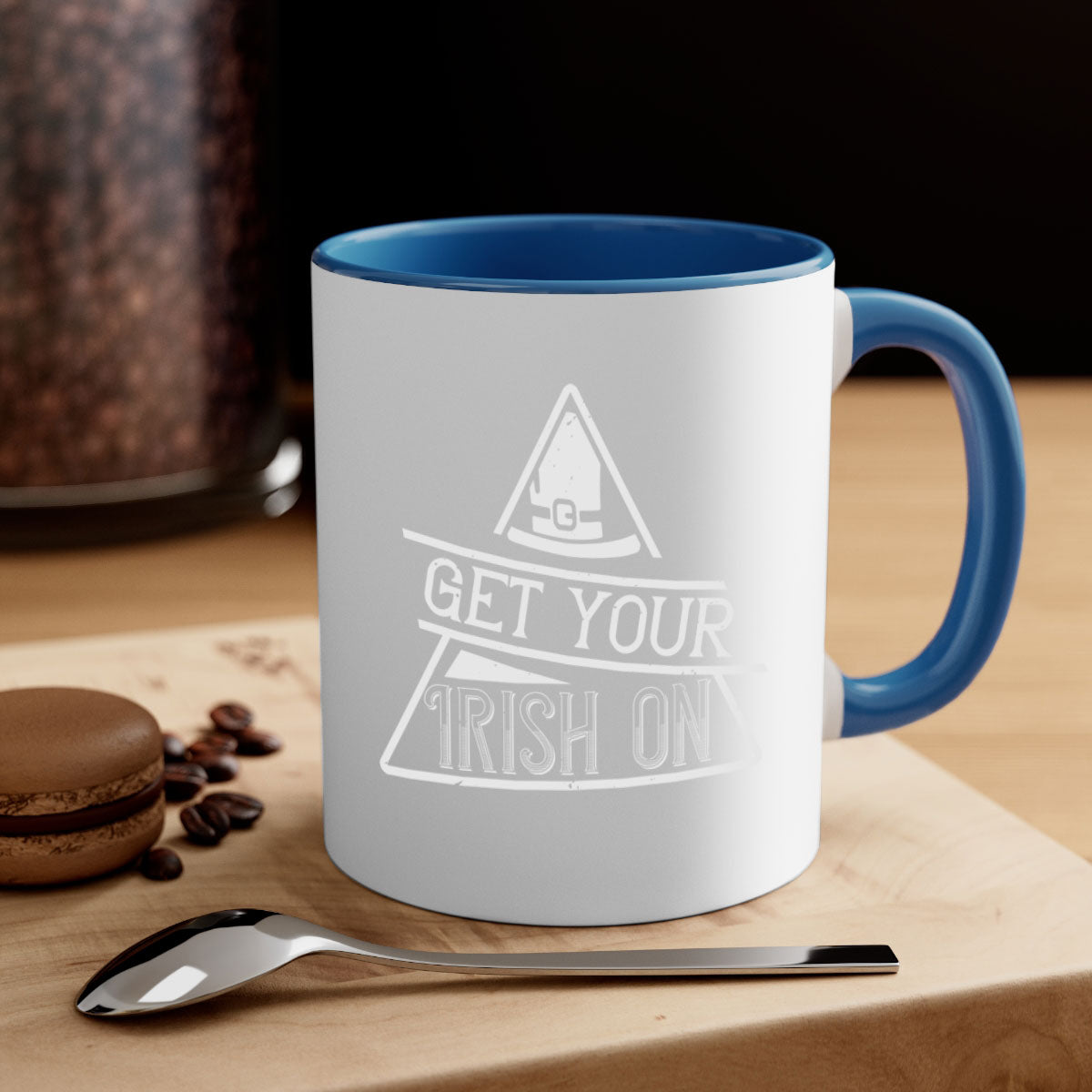Get your Irish on Style 137# Mug featuring a two-tone design with a colored handle and glossy finish, perfect for St. Patrick's Day.