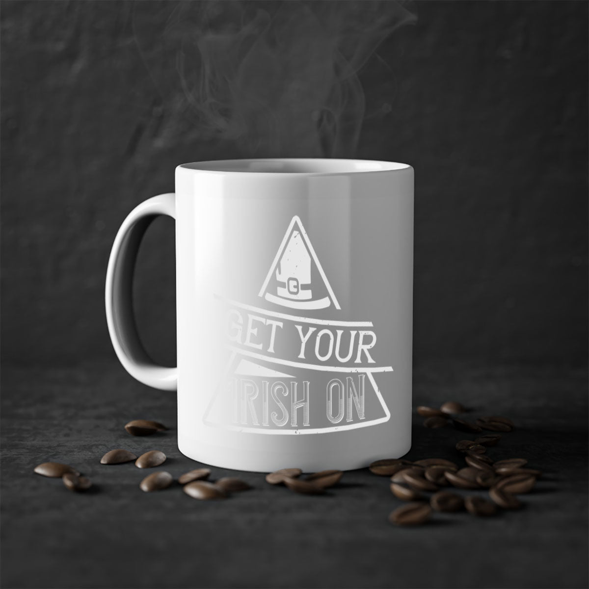 Get your Irish on Style 137# Mug featuring a two-tone design with a colored handle and glossy finish, perfect for St. Patrick's Day.