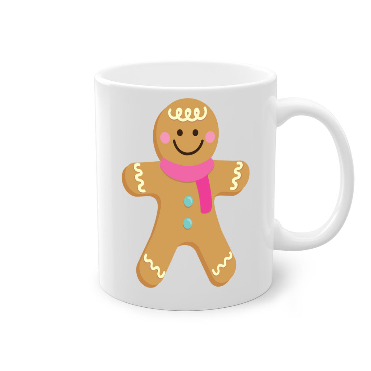 Ginger Bread 6# Christmas Mug with colored handle and glossy finish, available in multiple colors and sizes.