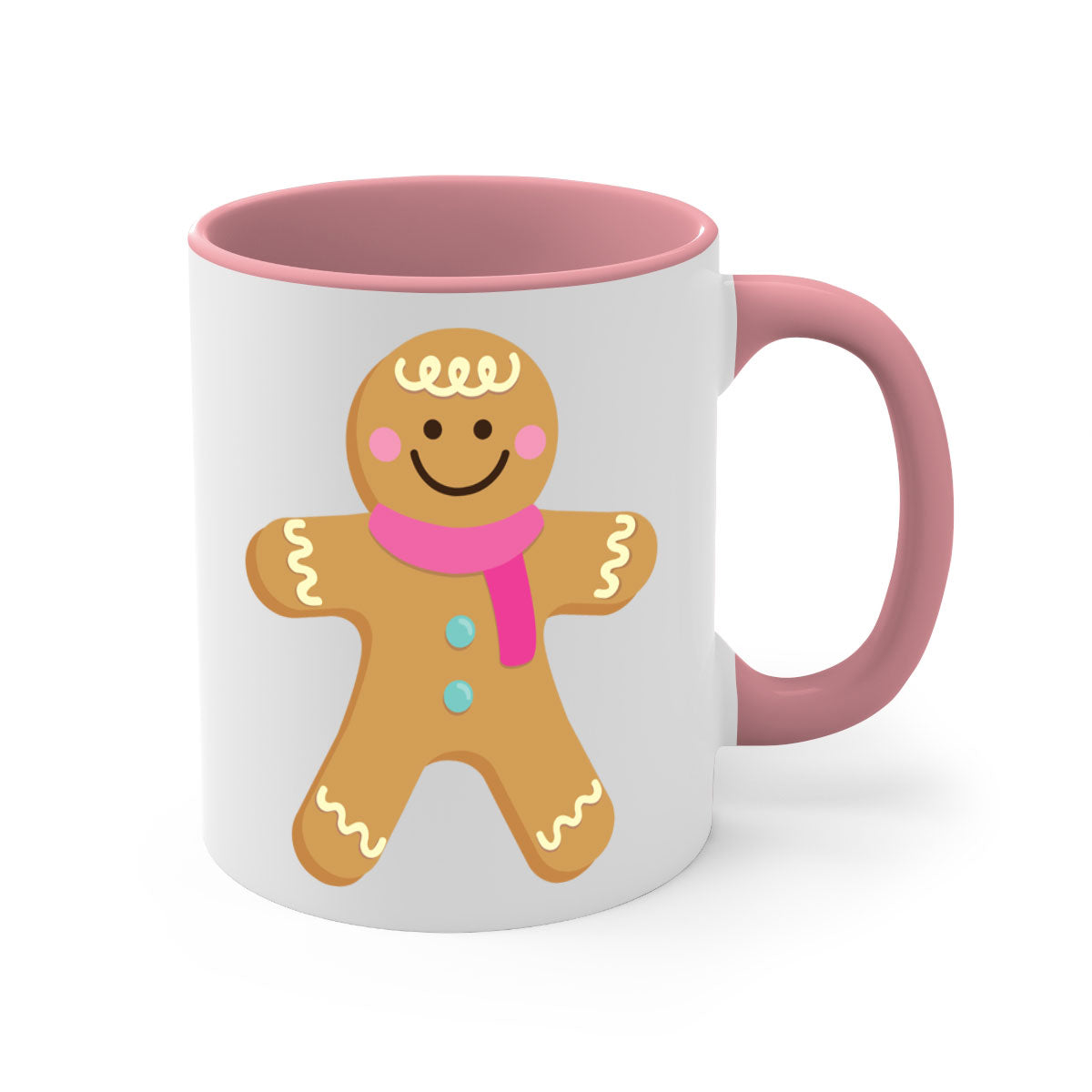 Ginger Bread 6# Christmas Mug with colored handle and glossy finish, available in multiple colors and sizes.
