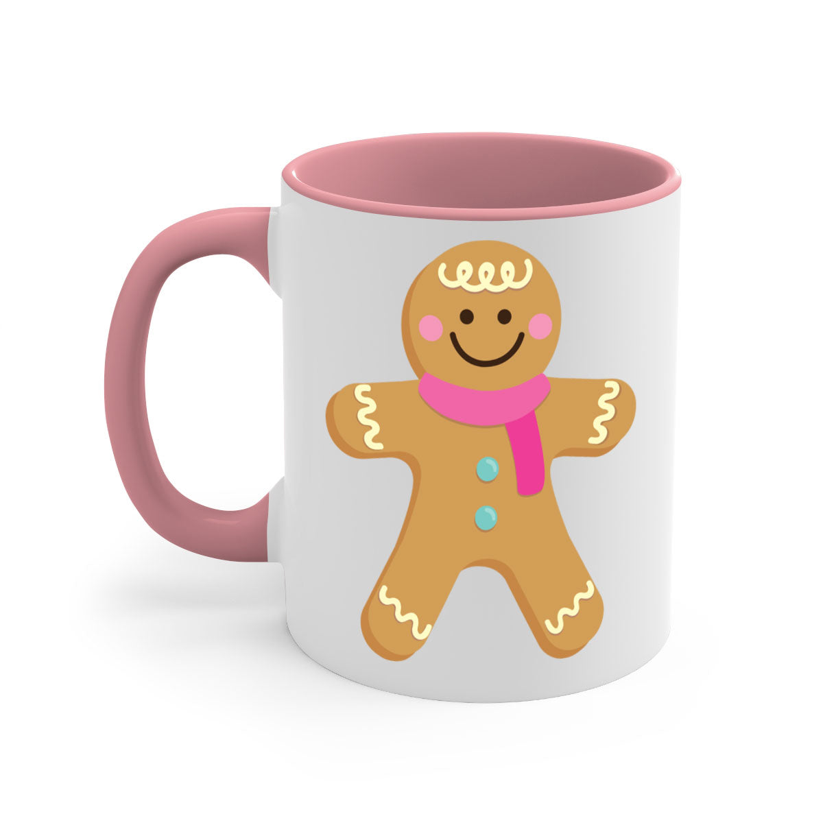 Ginger Bread 6# Christmas Mug with colored handle and glossy finish, available in multiple colors and sizes.
