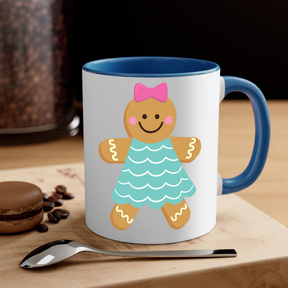 Ginger Bread 7# Christmas Mug with colorful handle and glossy finish, perfect for coffee and tea.
