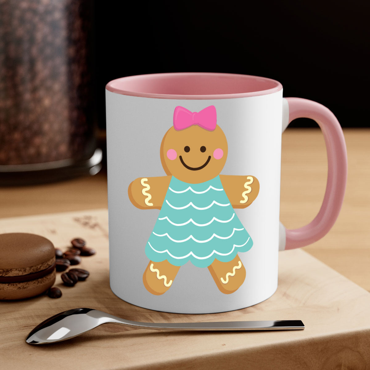 Ginger Bread 7# Christmas Mug with colorful handle and glossy finish, perfect for coffee and tea.