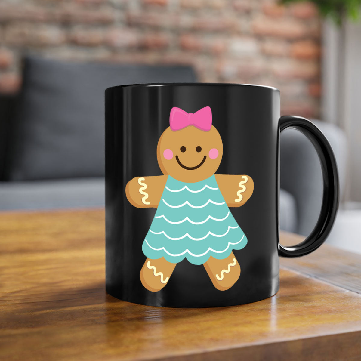 Ginger Bread 7# Christmas Mug with colorful handle and glossy finish, perfect for coffee and tea.