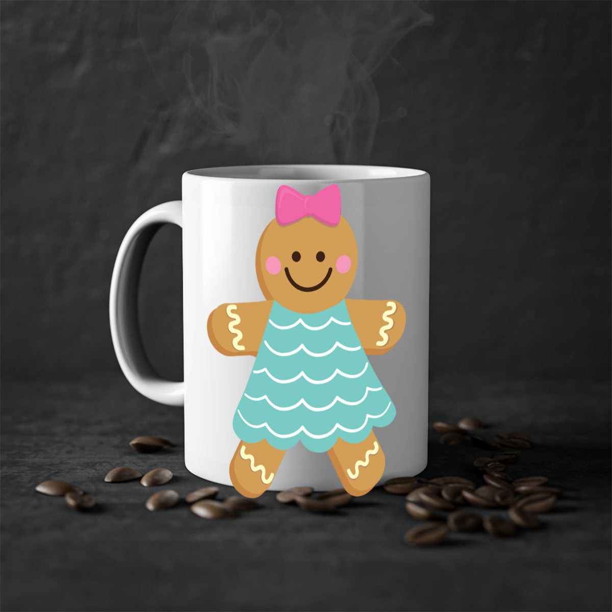 Ginger Bread 7# Christmas Mug with colorful handle and glossy finish, perfect for coffee and tea.