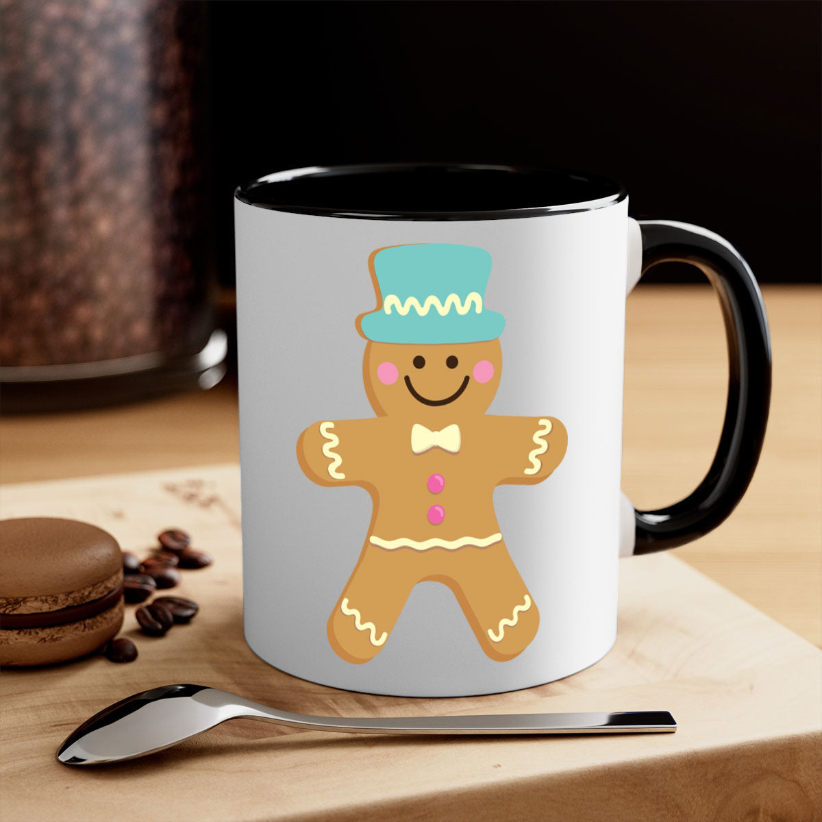 Ginger Bread Style 232# Christmas Mug with colorful handle and glossy finish, perfect for coffee and tea.