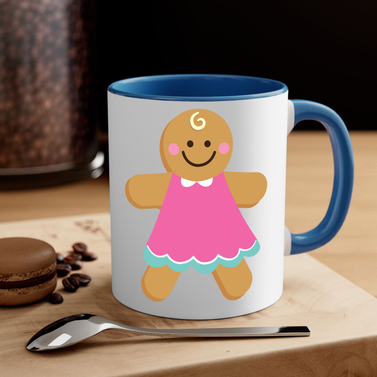 Ginger Bread Style 234# Christmas Mug with colorful handle and glossy finish, perfect for coffee and tea.