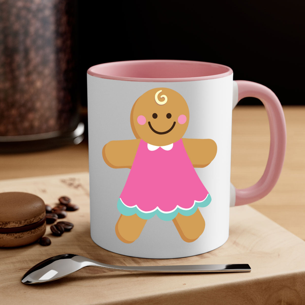 Ginger Bread Style 234# Christmas Mug with colorful handle and glossy finish, perfect for coffee and tea.