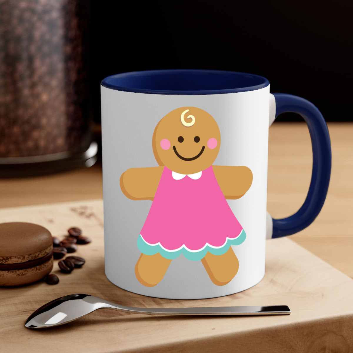 Ginger Bread Style 234# Christmas Mug with colorful handle and glossy finish, perfect for coffee and tea.