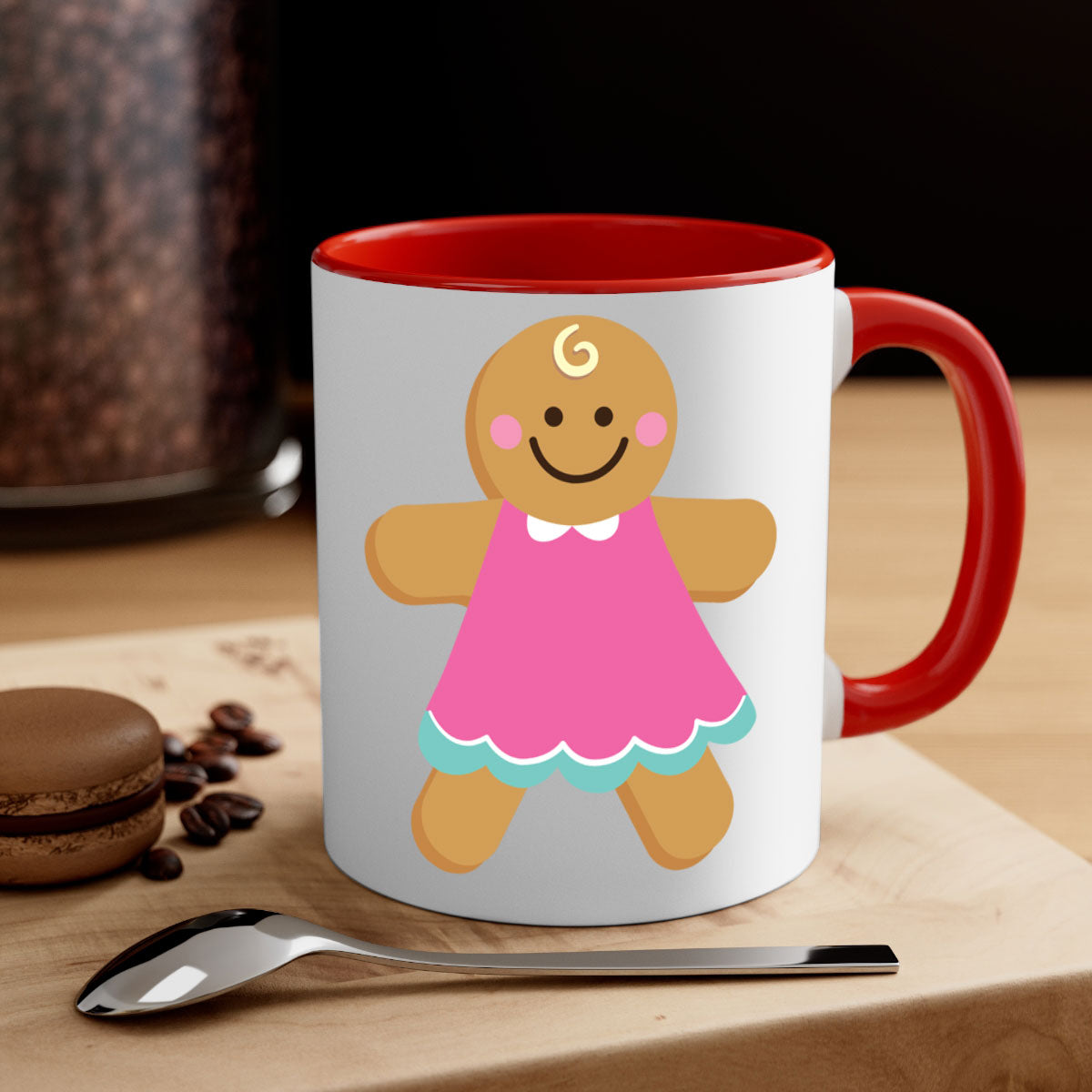 Ginger Bread Style 234# Christmas Mug with colorful handle and glossy finish, perfect for coffee and tea.