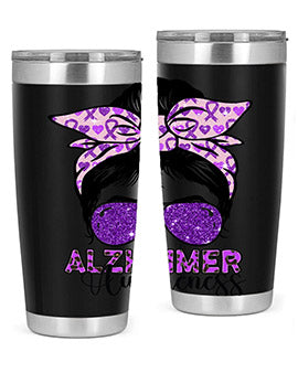 Girl Warrior Alzheimer Awareness Tumbler in 20oz and 30oz sizes, showcasing a stylish design for supporting Alzheimer's awareness.
