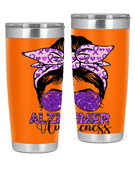 Girl Warrior Alzheimer Awareness Tumbler in 20oz and 30oz sizes, showcasing a stylish design for supporting Alzheimer's awareness.