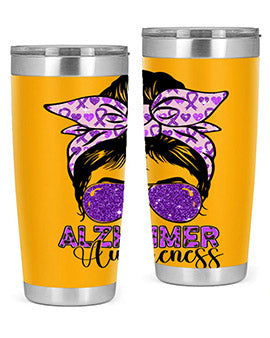 Girl Warrior Alzheimer Awareness Tumbler in 20oz and 30oz sizes, showcasing a stylish design for supporting Alzheimer's awareness.