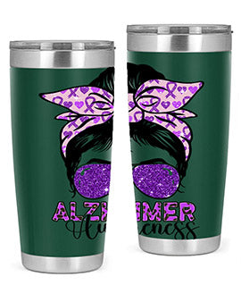 Girl Warrior Alzheimer Awareness Tumbler in 20oz and 30oz sizes, showcasing a stylish design for supporting Alzheimer's awareness.