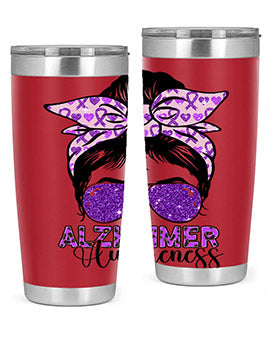 Girl Warrior Alzheimer Awareness Tumbler in 20oz and 30oz sizes, showcasing a stylish design for supporting Alzheimer's awareness.