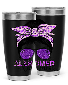 Girl Warrior Alzheimer Awareness Tumbler in 20oz and 30oz sizes, showcasing a stylish design for supporting Alzheimer's awareness.