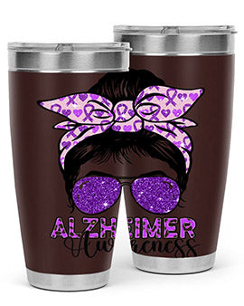 Girl Warrior Alzheimer Awareness Tumbler in 20oz and 30oz sizes, showcasing a stylish design for supporting Alzheimer's awareness.
