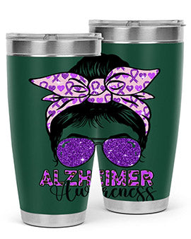 Girl Warrior Alzheimer Awareness Tumbler in 20oz and 30oz sizes, showcasing a stylish design for supporting Alzheimer's awareness.