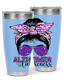 Girl Warrior Alzheimer Awareness Tumbler in 20oz and 30oz sizes, showcasing a stylish design for supporting Alzheimer's awareness.