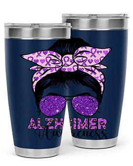 Girl Warrior Alzheimer Awareness Tumbler in 20oz and 30oz sizes, showcasing a stylish design for supporting Alzheimer's awareness.