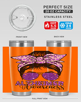Girl Warrior Alzheimer Awareness Tumbler in 20oz and 30oz sizes, showcasing a stylish design for supporting Alzheimer's awareness.
