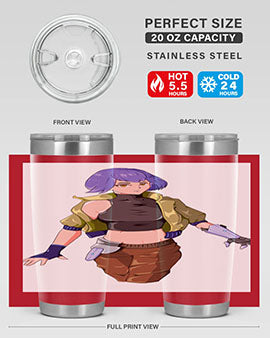 A stylish 20oz anime tumbler featuring a girl with gauntlet169# design, made from stainless steel with a vibrant print.
