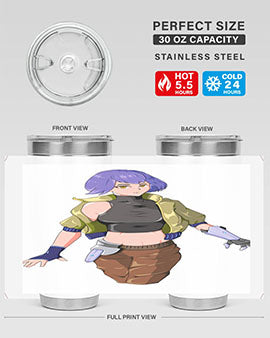 A stylish 20oz anime tumbler featuring a girl with gauntlet169# design, made from stainless steel with a vibrant print.