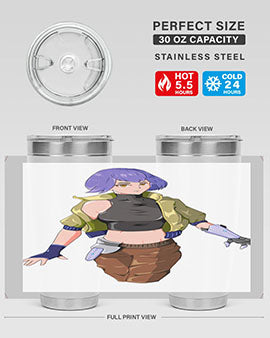 A stylish 20oz anime tumbler featuring a girl with gauntlet169# design, made from stainless steel with a vibrant print.