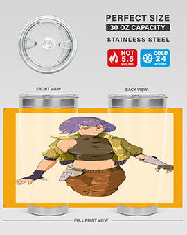 A stylish 20oz anime tumbler featuring a girl with gauntlet169# design, made from stainless steel with a vibrant print.