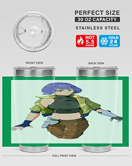 A stylish 20oz anime tumbler featuring a girl with gauntlet169# design, made from stainless steel with a vibrant print.