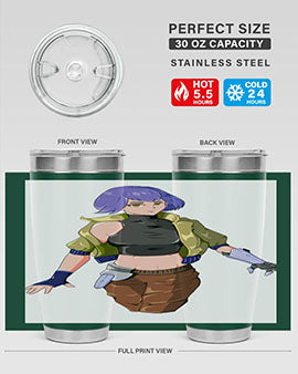 A stylish 20oz anime tumbler featuring a girl with gauntlet169# design, made from stainless steel with a vibrant print.