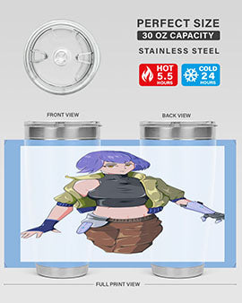 A stylish 20oz anime tumbler featuring a girl with gauntlet169# design, made from stainless steel with a vibrant print.