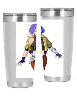 A stylish 20oz anime tumbler featuring a girl with gauntlet169# design, made from stainless steel with a vibrant print.
