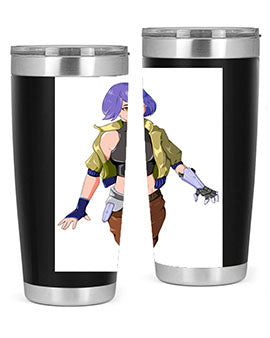 A stylish 20oz anime tumbler featuring a girl with gauntlet169# design, made from stainless steel with a vibrant print.