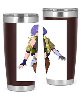 A stylish 20oz anime tumbler featuring a girl with gauntlet169# design, made from stainless steel with a vibrant print.