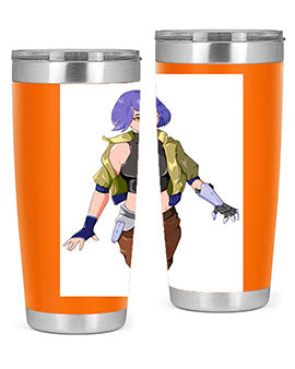 A stylish 20oz anime tumbler featuring a girl with gauntlet169# design, made from stainless steel with a vibrant print.