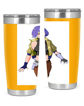 A stylish 20oz anime tumbler featuring a girl with gauntlet169# design, made from stainless steel with a vibrant print.