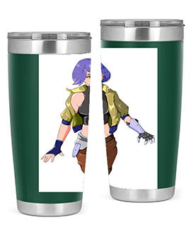 A stylish 20oz anime tumbler featuring a girl with gauntlet169# design, made from stainless steel with a vibrant print.