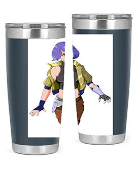 A stylish 20oz anime tumbler featuring a girl with gauntlet169# design, made from stainless steel with a vibrant print.
