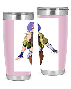 A stylish 20oz anime tumbler featuring a girl with gauntlet169# design, made from stainless steel with a vibrant print.