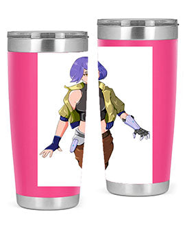 A stylish 20oz anime tumbler featuring a girl with gauntlet169# design, made from stainless steel with a vibrant print.