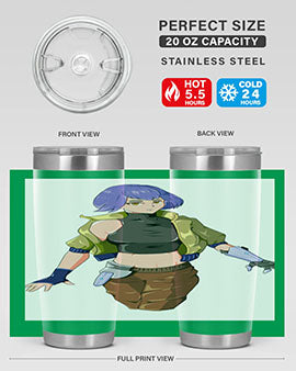 A stylish 20oz anime tumbler featuring a girl with gauntlet169# design, made from stainless steel with a vibrant print.