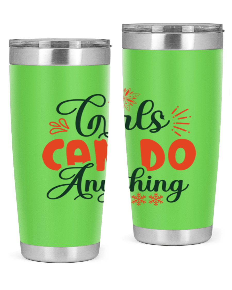 Girls Can Do Anything 116# winter tumbler in stainless steel with a stylish design, featuring a drink-thru lid and double wall vacuum insulation.