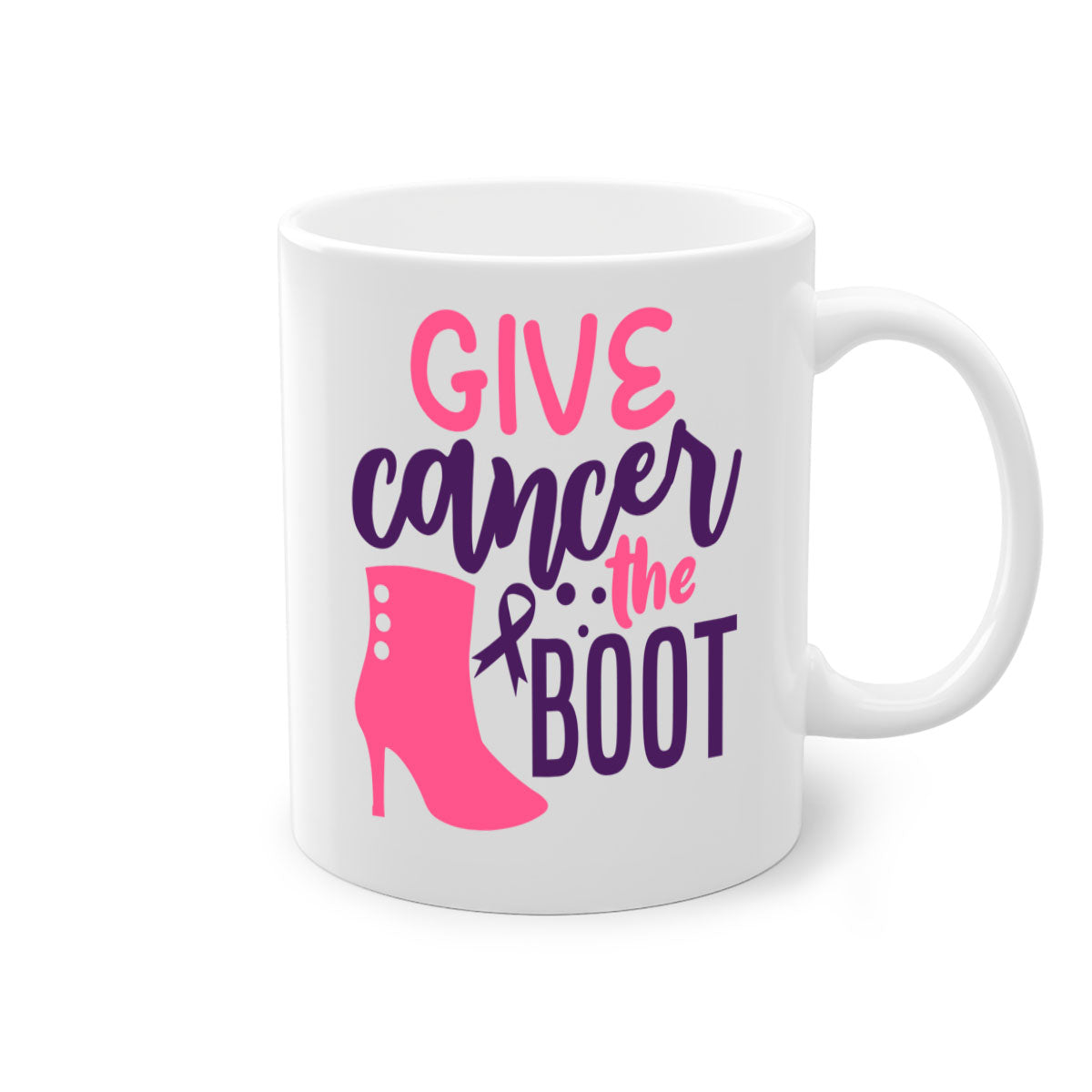 Give Cancer the Boot Style 11# Mug with a glossy finish and colored handle, available in multiple colors and sizes.