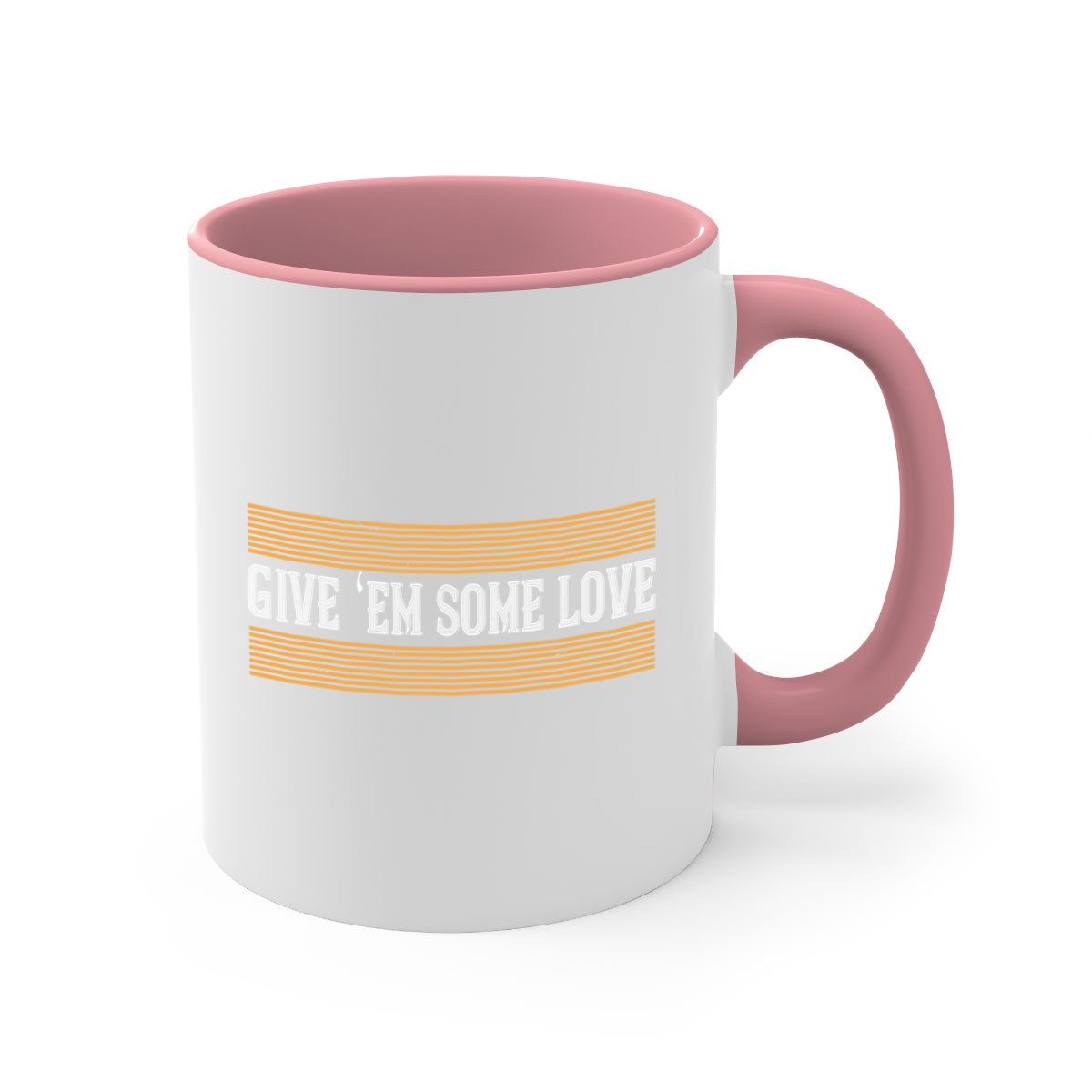 Give ‘em some love 2258# Mug with colorful handle and glossy finish, available in multiple colors and sizes.