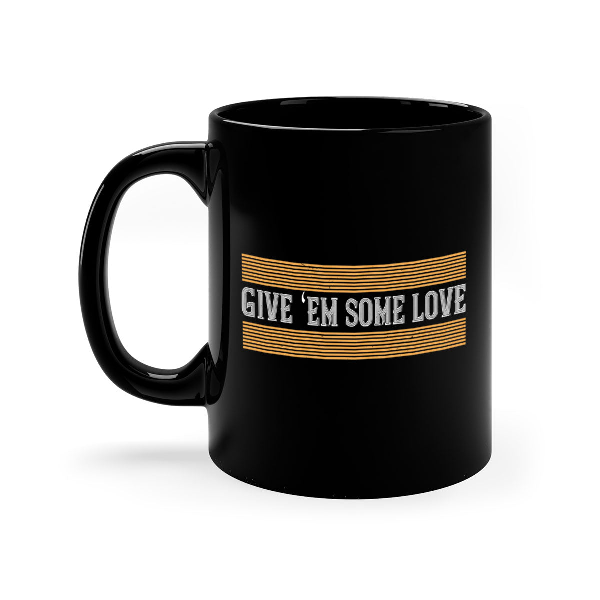 Give ‘em some love 2258# Mug with colorful handle and glossy finish, available in multiple colors and sizes.