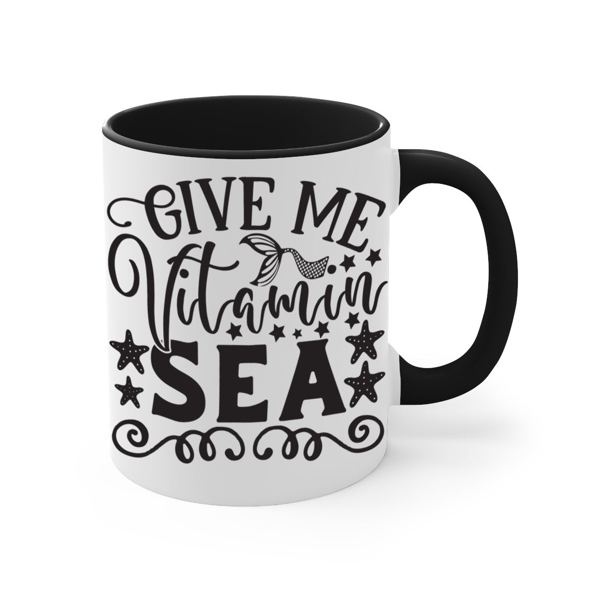 Give me vitamin sea 191# Mermaid Mug with colorful handle and glossy finish, perfect for coffee and tea lovers.
