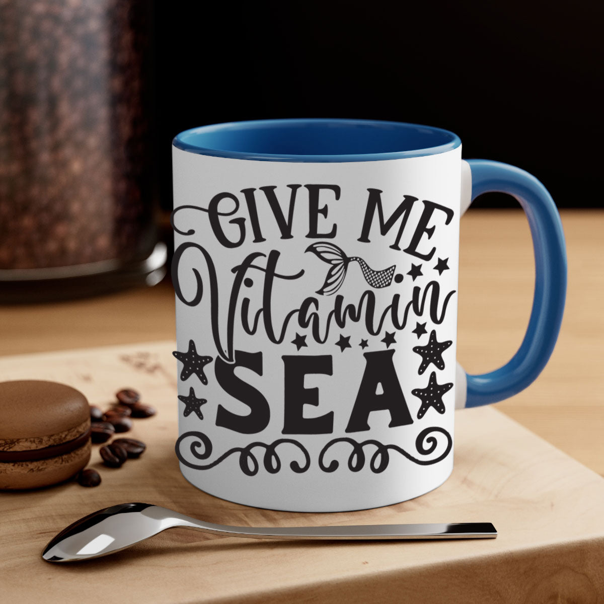 Give me vitamin sea 191# Mermaid Mug with colorful handle and glossy finish, perfect for coffee and tea lovers.