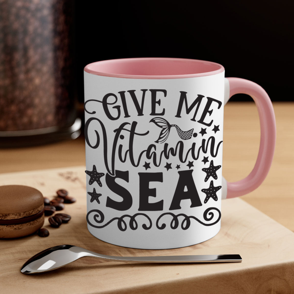 Give me vitamin sea 191# Mermaid Mug with colorful handle and glossy finish, perfect for coffee and tea lovers.